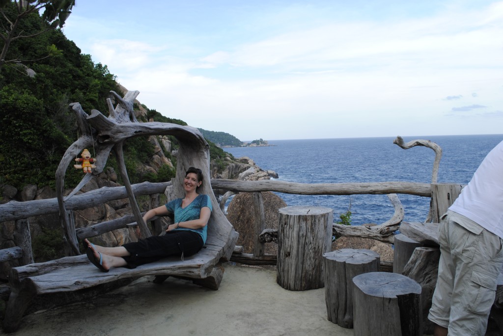 Really cool chaise lounge carved out of wood at Moondance Magic on Ko Tao.