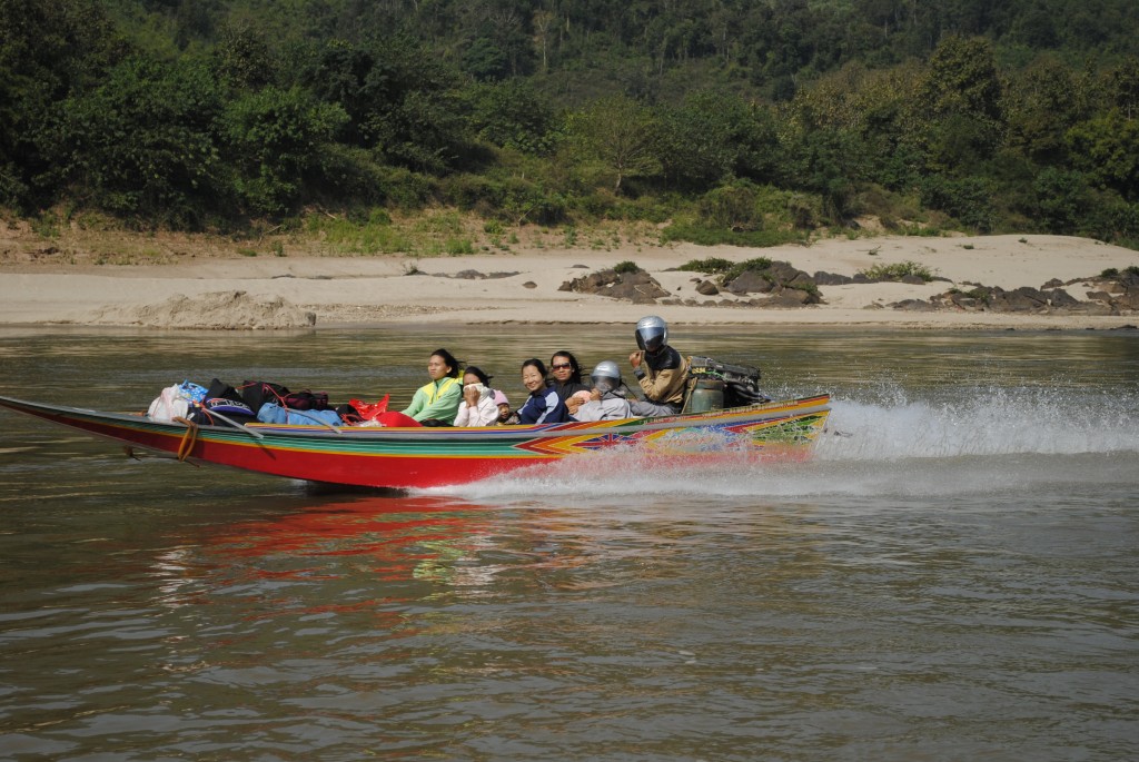 Speed boat on the Mekong River.